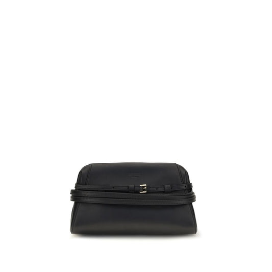 Moschino Black Goatskin Belt-Detail Clutch Bag