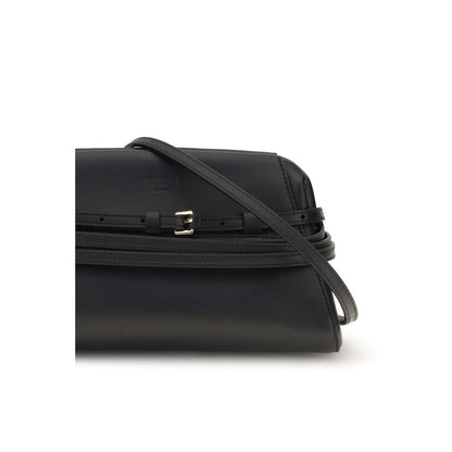 Moschino Black Goatskin Belt-Detail Clutch Bag
