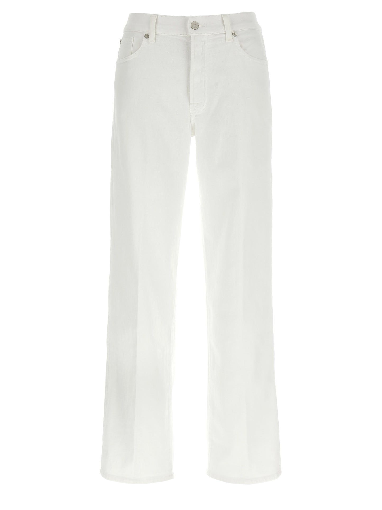7 For All Mankind White Cotton Straight-Leg Stovepipe Jeans