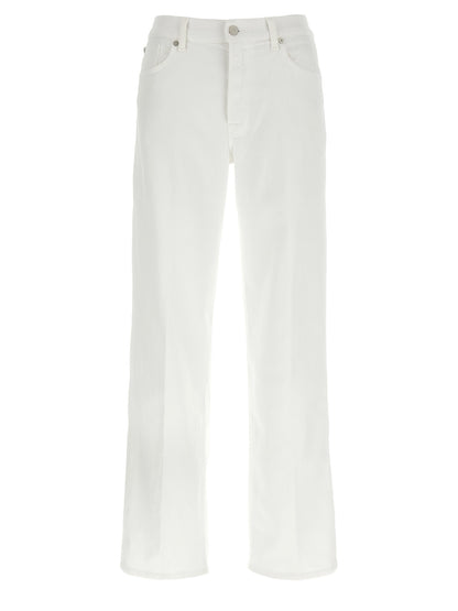 7 For All Mankind White Cotton Straight-Leg Stovepipe Jeans