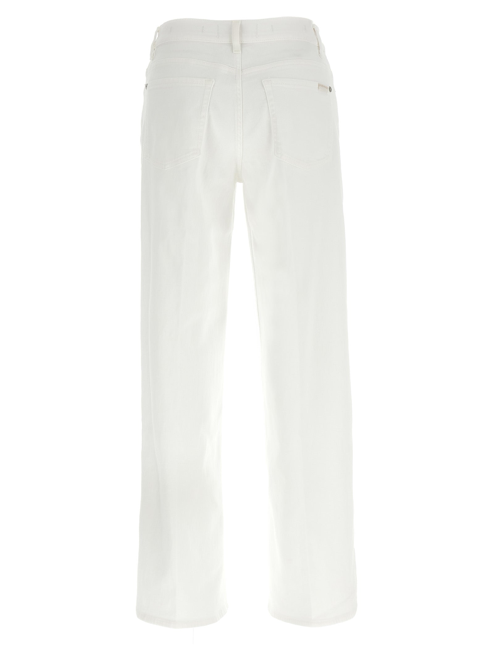 7 For All Mankind White Cotton Straight-Leg Stovepipe Jeans