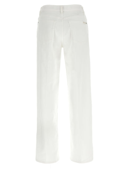 7 For All Mankind White Cotton Straight-Leg Stovepipe Jeans