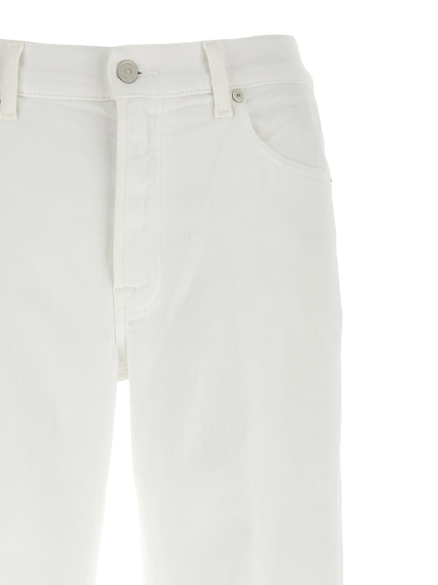 7 For All Mankind White Cotton Straight-Leg Stovepipe Jeans