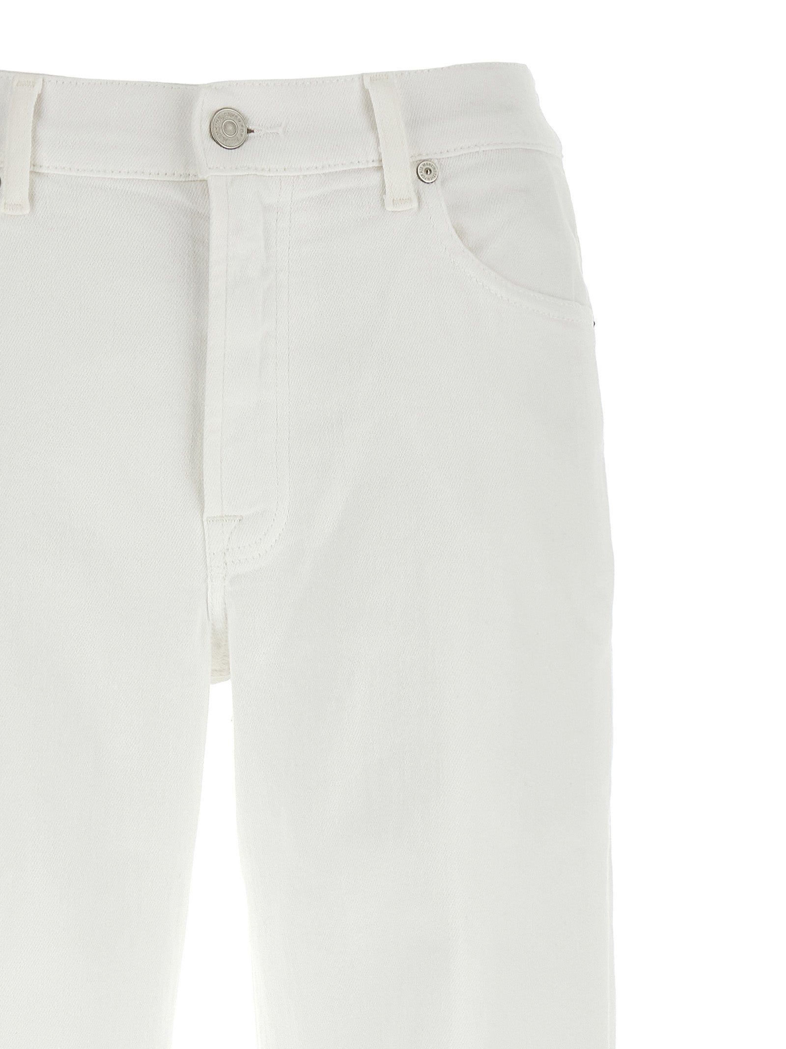 7 For All Mankind White Cotton Straight-Leg Stovepipe Jeans