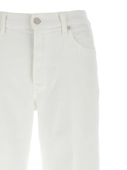 7 For All Mankind White Cotton Straight-Leg Stovepipe Jeans