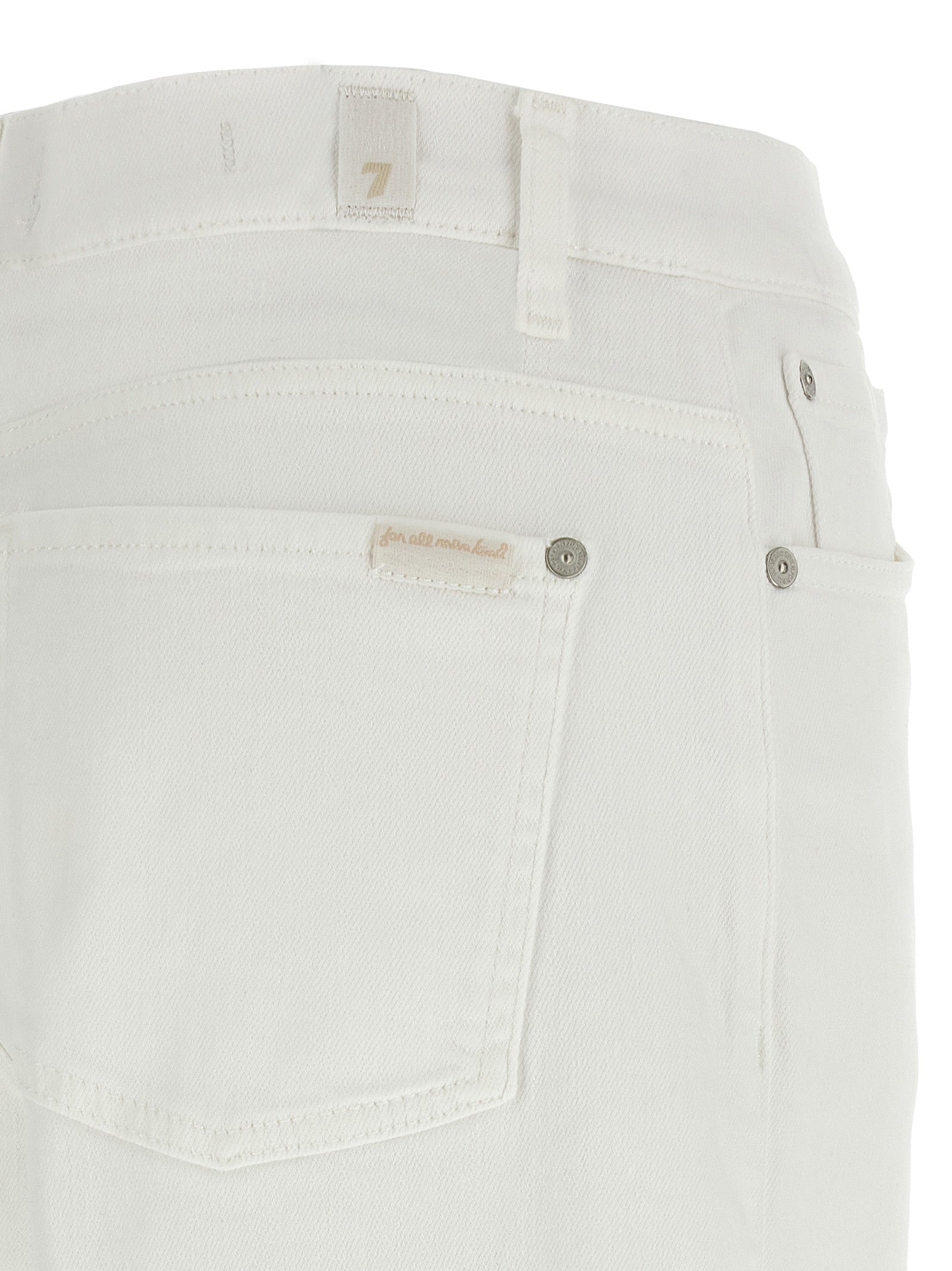 7 For All Mankind White Cotton Straight-Leg Stovepipe Jeans