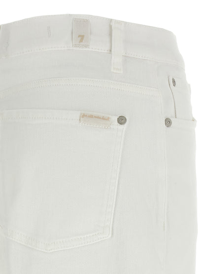 7 For All Mankind White Cotton Straight-Leg Stovepipe Jeans