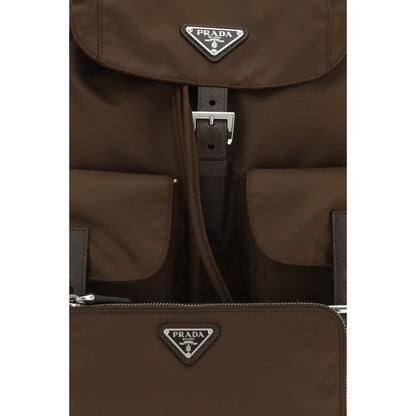 Prada Brown Re-Nylon Medium Backpack with Saffiano Details