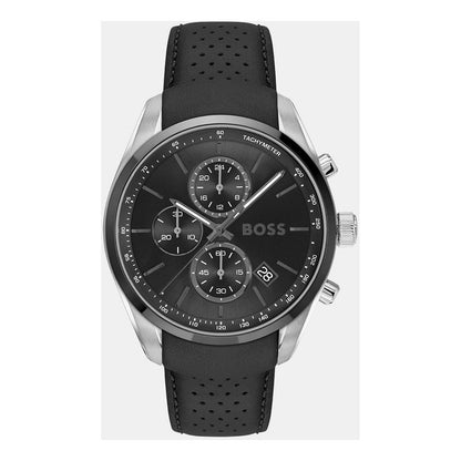 Hugo Boss Men’s Black Leather Dress Watch with Quartz Movement