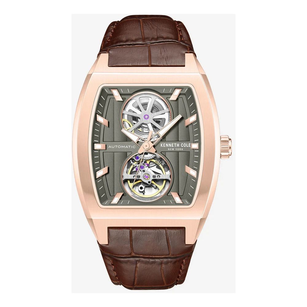 Kenneth Cole Men's Brown Leather Dress Watch with Grey Dial