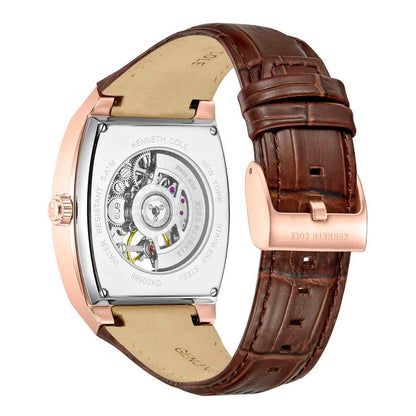Kenneth Cole Men's Brown Leather Dress Watch with Grey Dial