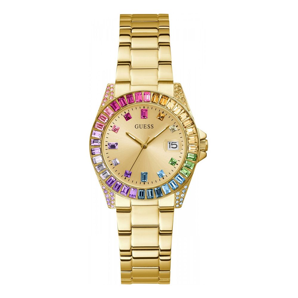 Guess Women's Gold Stainless Steel Dress Watch with Opaline Dial