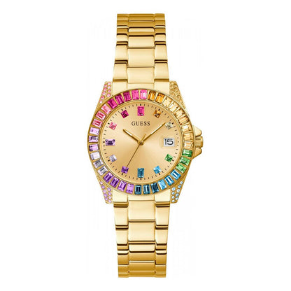 Guess Women's Gold Stainless Steel Dress Watch with Opaline Dial