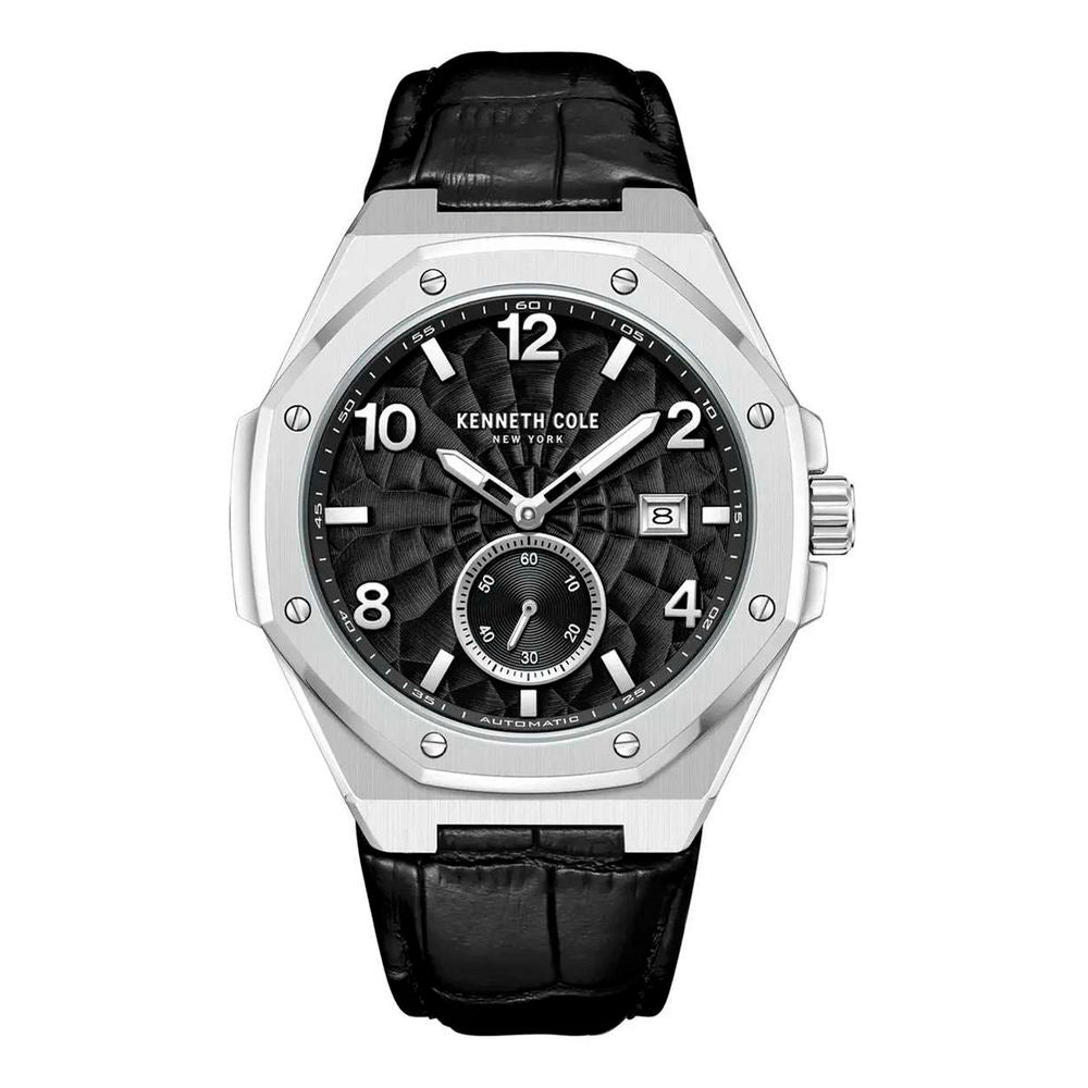 Kenneth Cole Men’s Black Leather Dress Watch with Automatic Movement