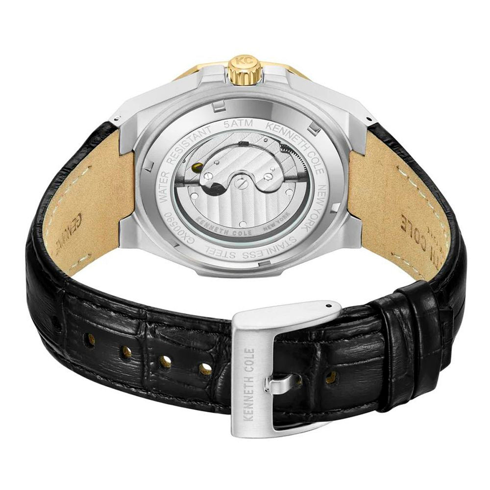 Kenneth Cole Men's Black Leather Watch with Green Dial