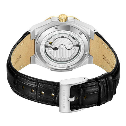 Kenneth Cole Men's Black Leather Watch with Green Dial