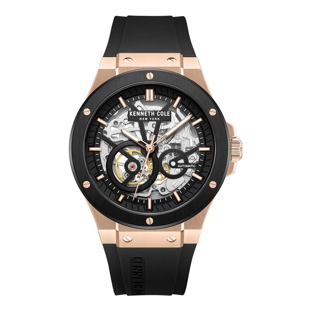 Kenneth Cole Men's Automatic Watch, Grey Dial, Pink Case