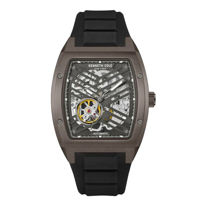 Kenneth Cole Men’s Watch, Grey Silicone Strap, Automatic