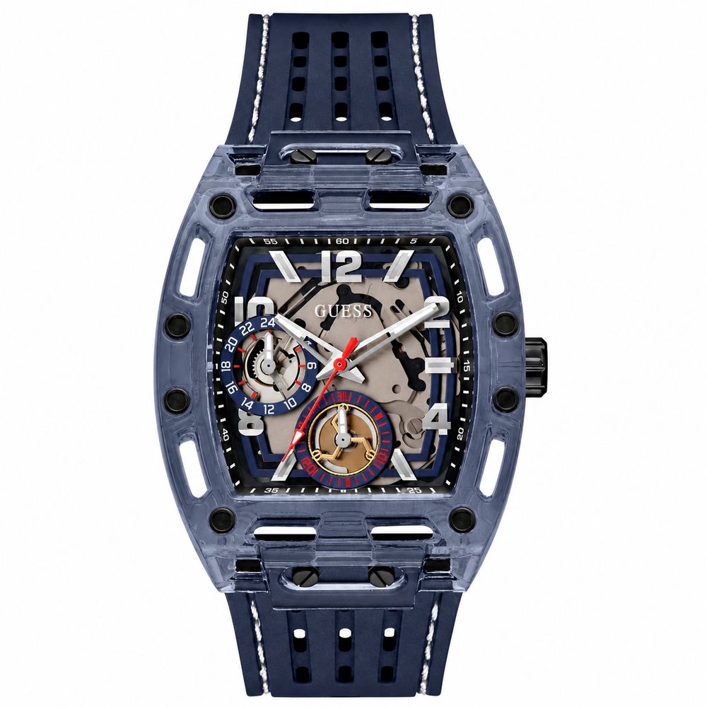 Guess Men’s Watch, Quartz, Grey Silicone, Bold Design