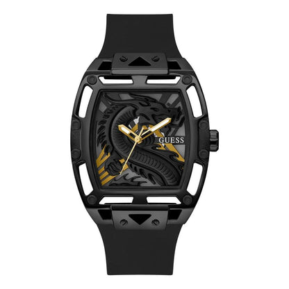 Guess Men's Quartz Dress Watch, Black Silicone Strap