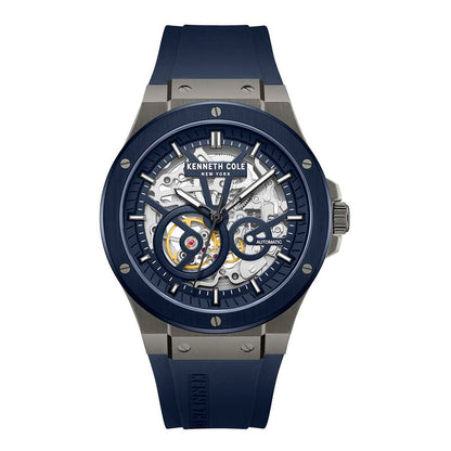 Kenneth Cole Men's Automatic Watch, Grey Case, Blue Strap