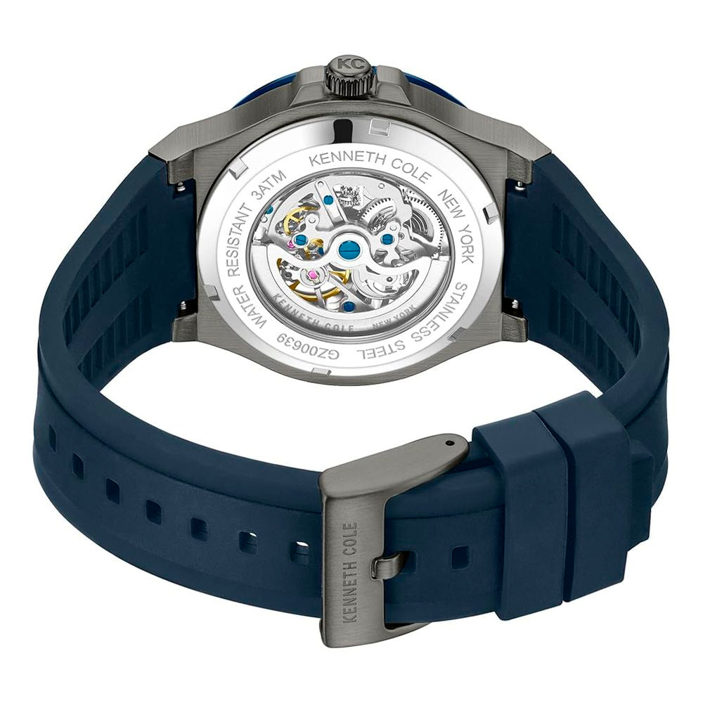 Kenneth Cole Men's Automatic Watch, Grey Case, Blue Strap