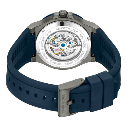 Kenneth Cole Men's Automatic Watch, Grey Case, Blue Strap