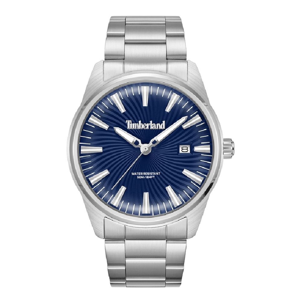 Timberland Men's Gray Stainless Steel Dress Watch, Blue Dial