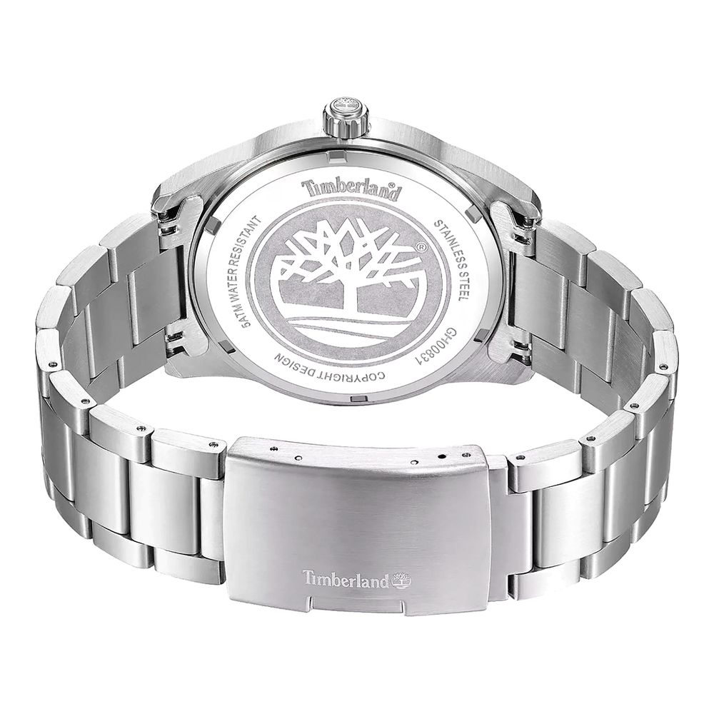 Timberland Men's Gray Stainless Steel Dress Watch, Blue Dial