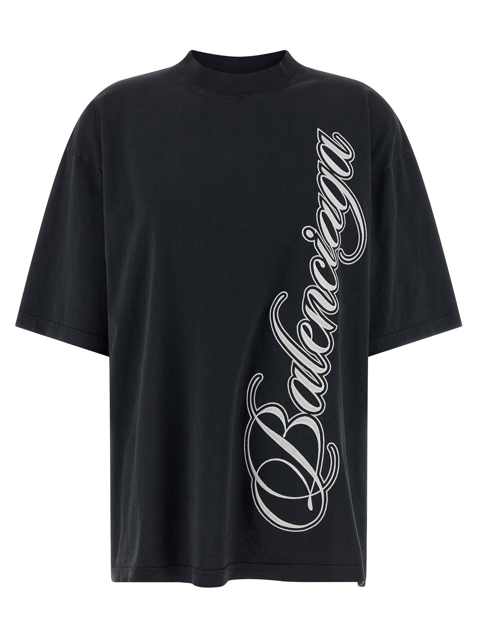 Balenciaga Washed Effect Dry Jersey T-Shirt - Black