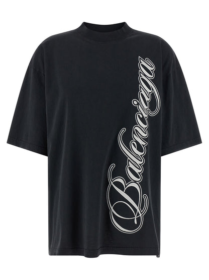 Balenciaga Washed Effect Dry Jersey T-Shirt - Black