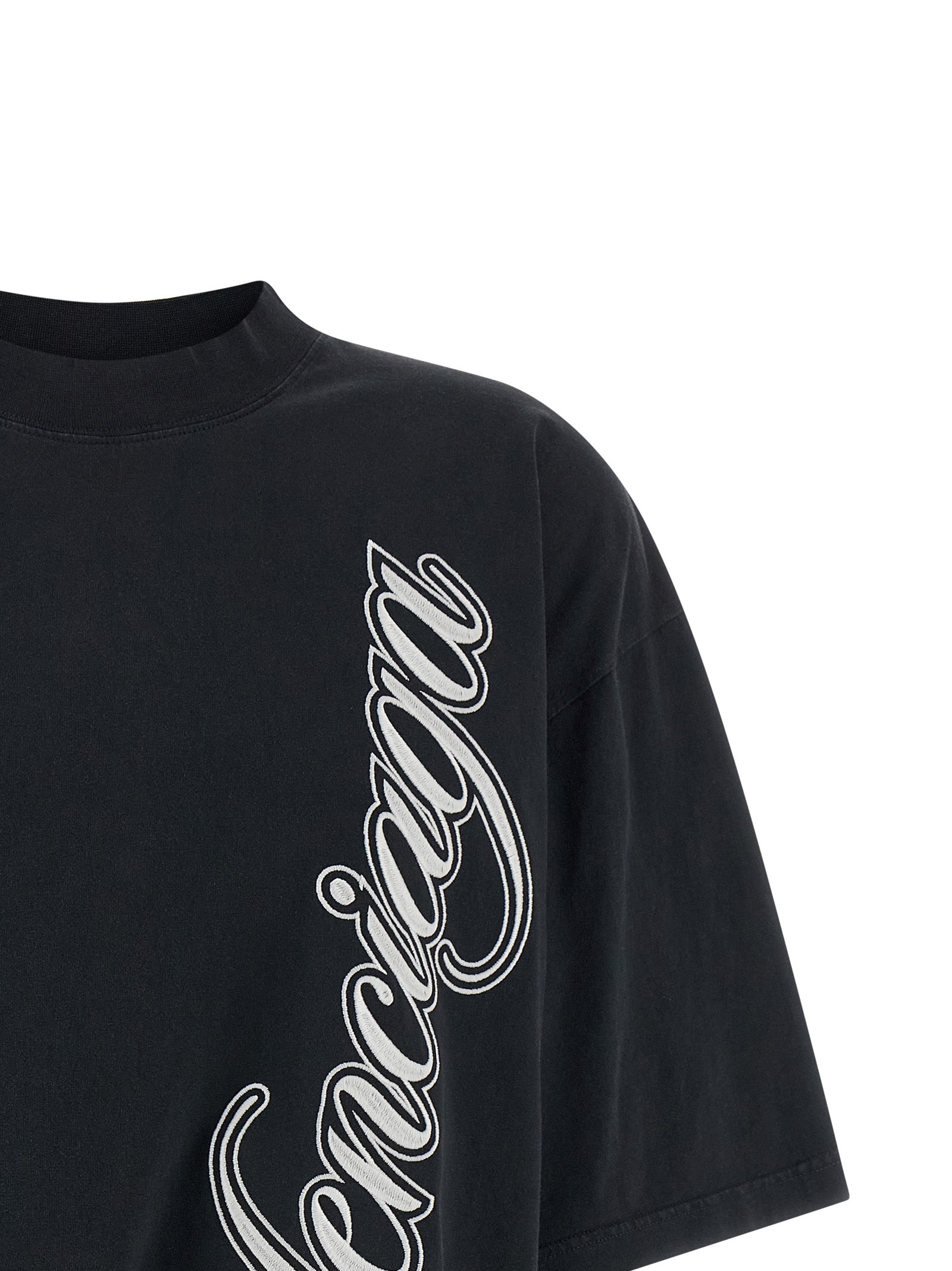 Balenciaga Washed Effect Dry Jersey T-Shirt - Black
