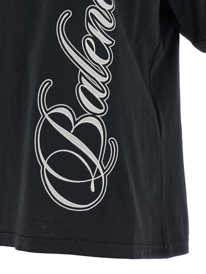 Balenciaga Washed Effect Dry Jersey T-Shirt - Black