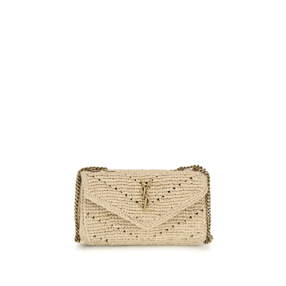Saint Laurent LouLou Mini Shoulder Bag Beige Raffia 20x12x5
