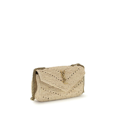 Saint Laurent LouLou Mini Shoulder Bag Beige Raffia 20x12x5