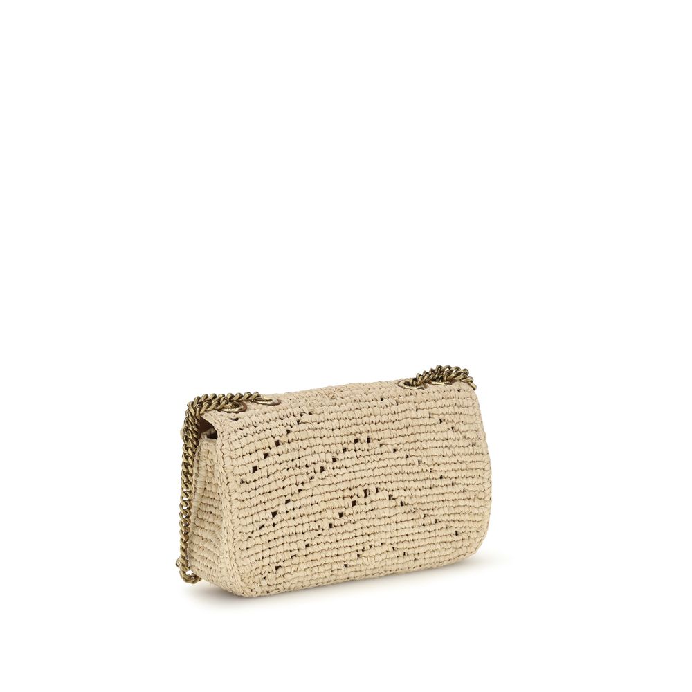 Saint Laurent LouLou Mini Shoulder Bag Beige Raffia 20x12x5