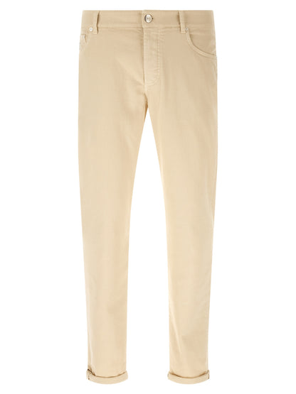 Brunello Cucinelli Beige Cotton Straight-Leg Jeans