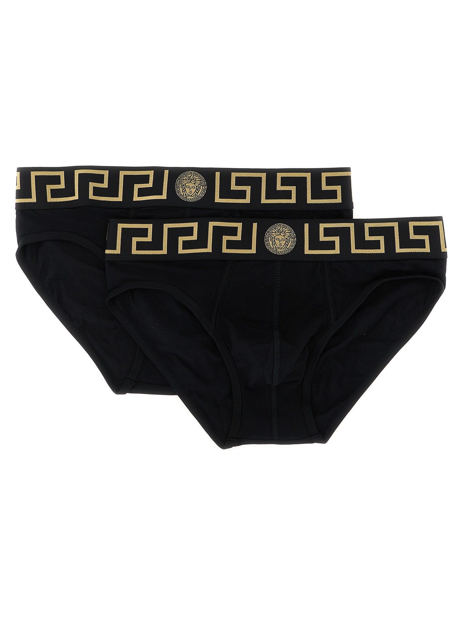 Versace Black Stretch Cotton Briefs Bi-Pack