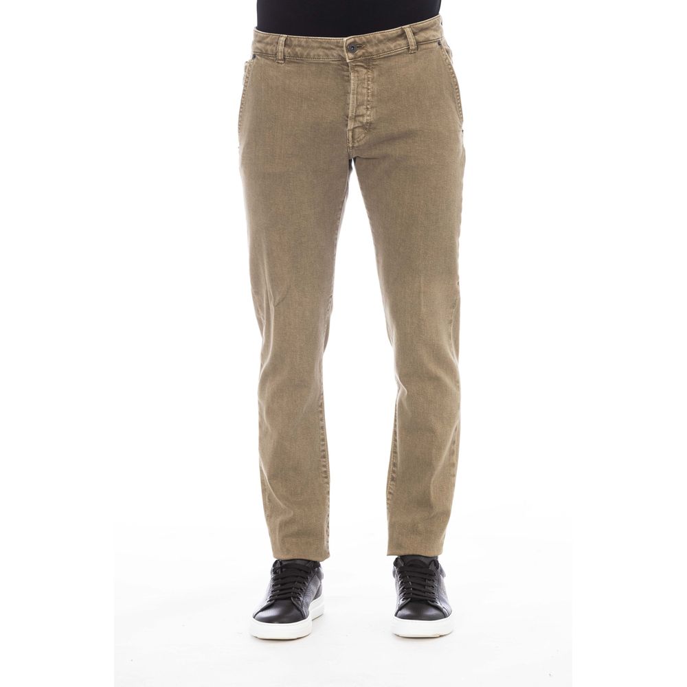 Peserico Green Cotton Men Pant IT48 | M