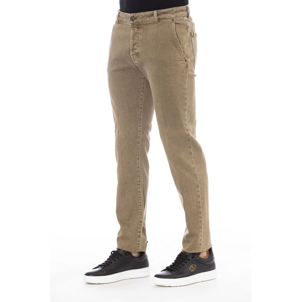 Peserico Green Cotton Men Pant IT48 | M