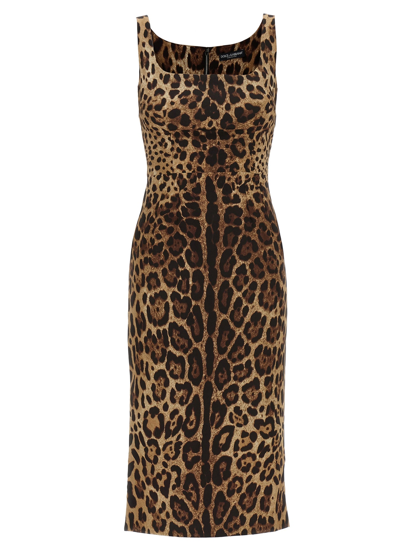 Dolce & Gabbana Brown Leopard Print Silk Midi Dress