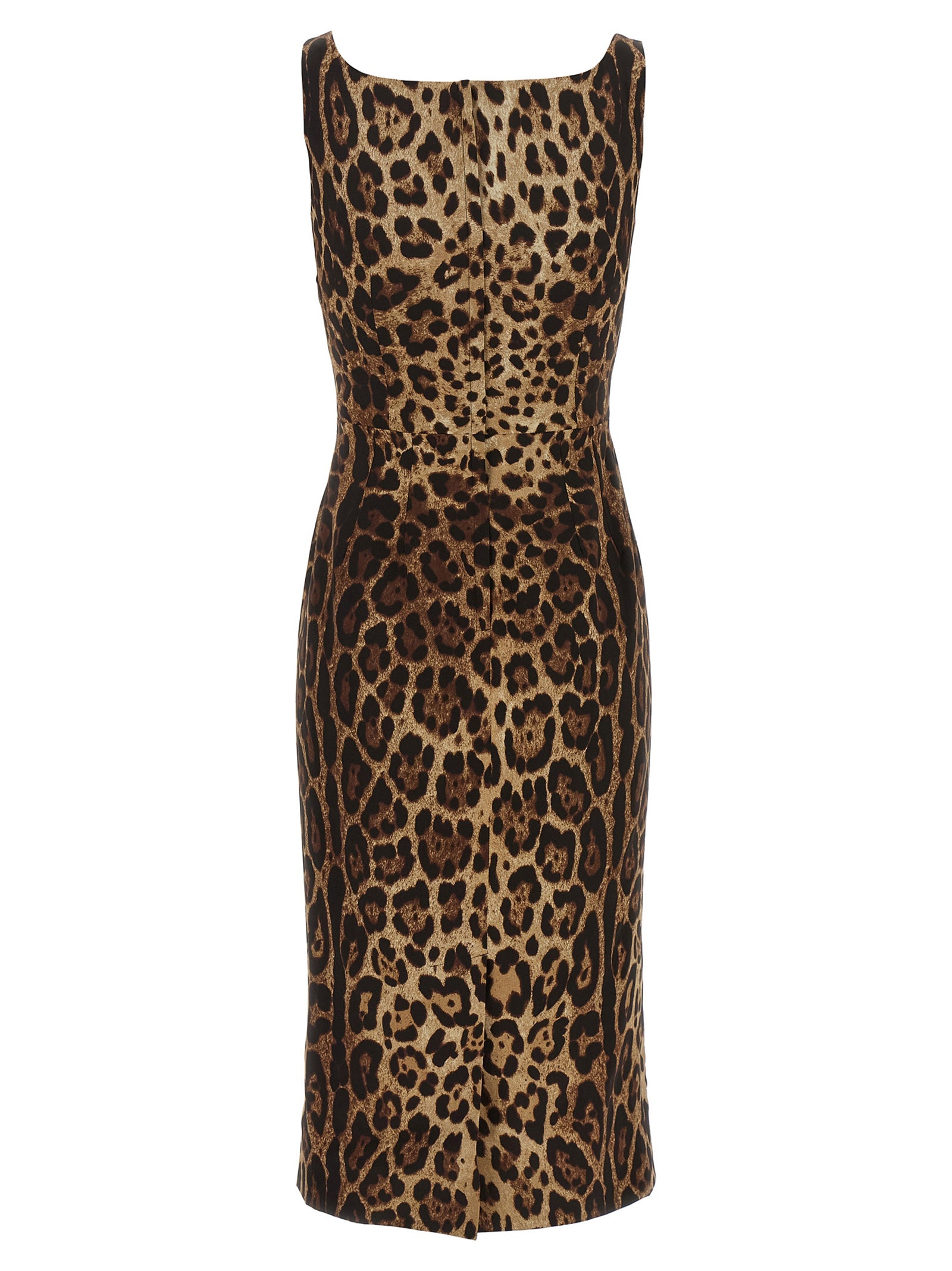 Dolce & Gabbana Brown Leopard Print Silk Midi Dress