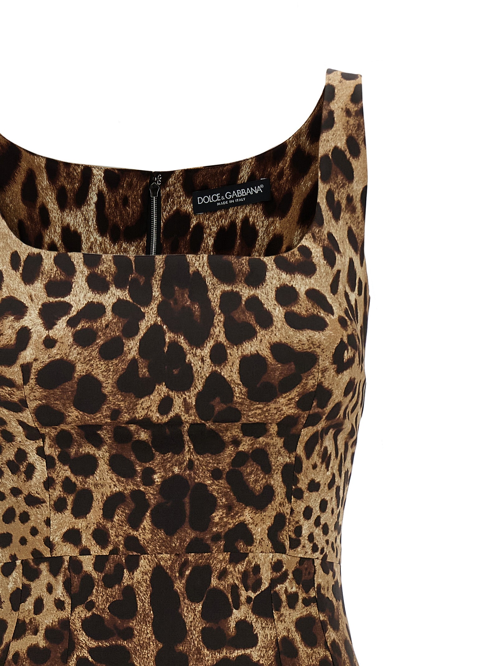 Dolce & Gabbana Brown Leopard Print Silk Midi Dress