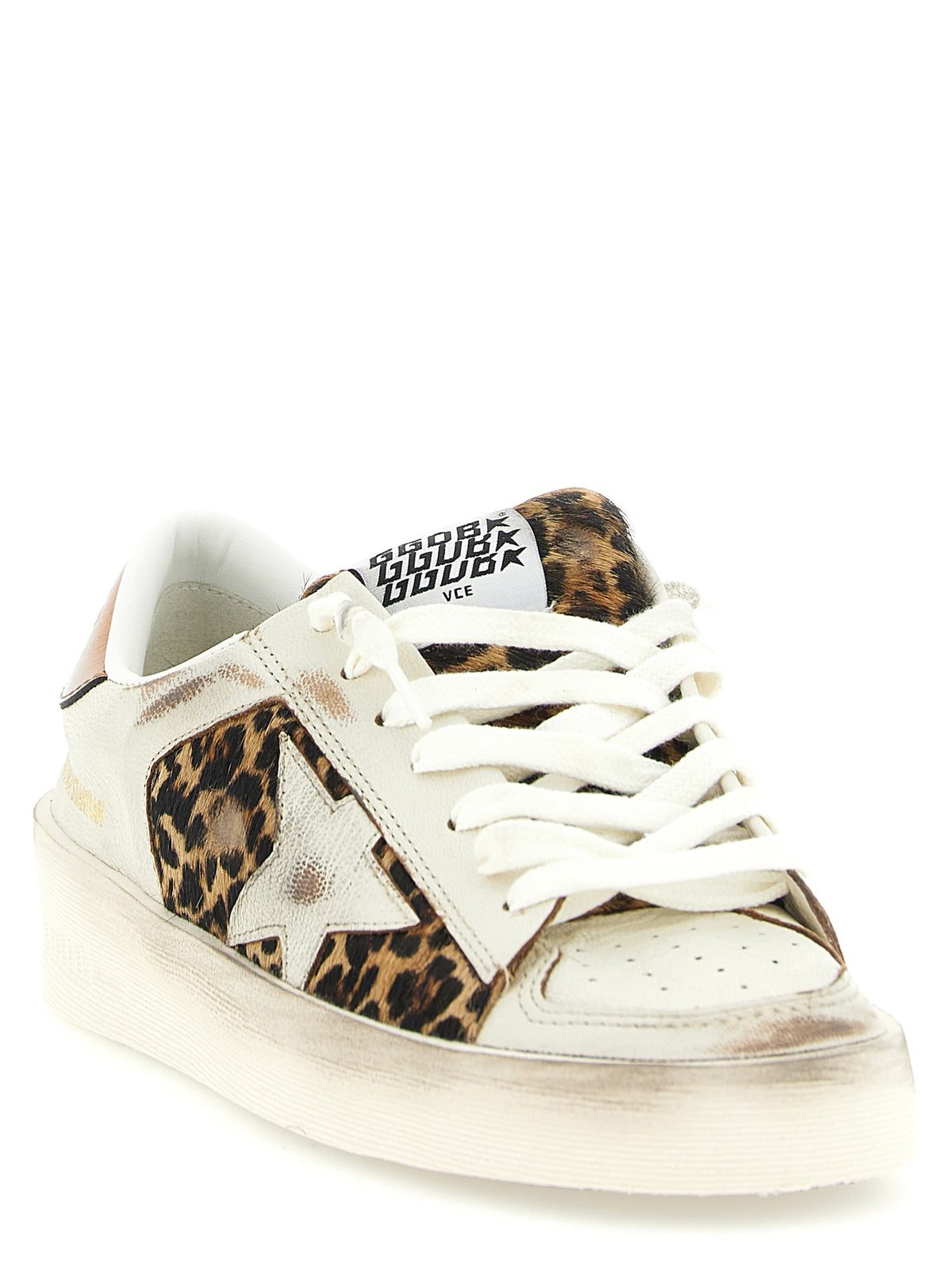 Golden Goose Leopard Accents Goatskin Low Top Sneakers