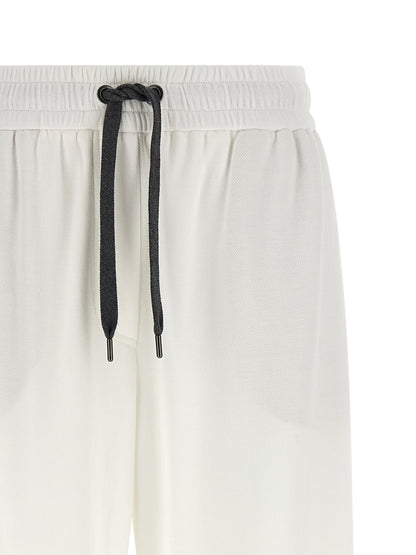 Brunello Cucinelli White Cotton Joggers