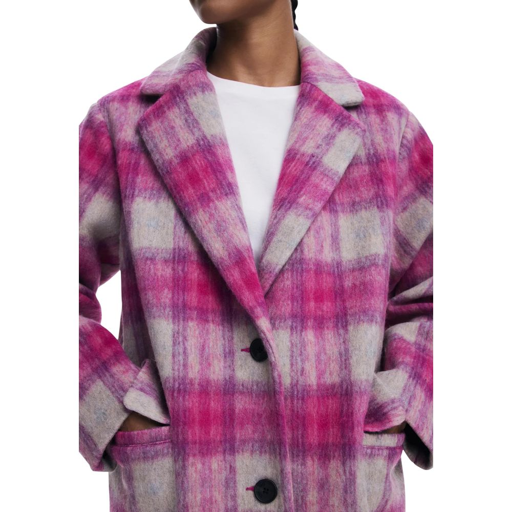 Desigual COAT_PINKCHECK 25WWEW15 Women's Coat Multicolor IT40|S