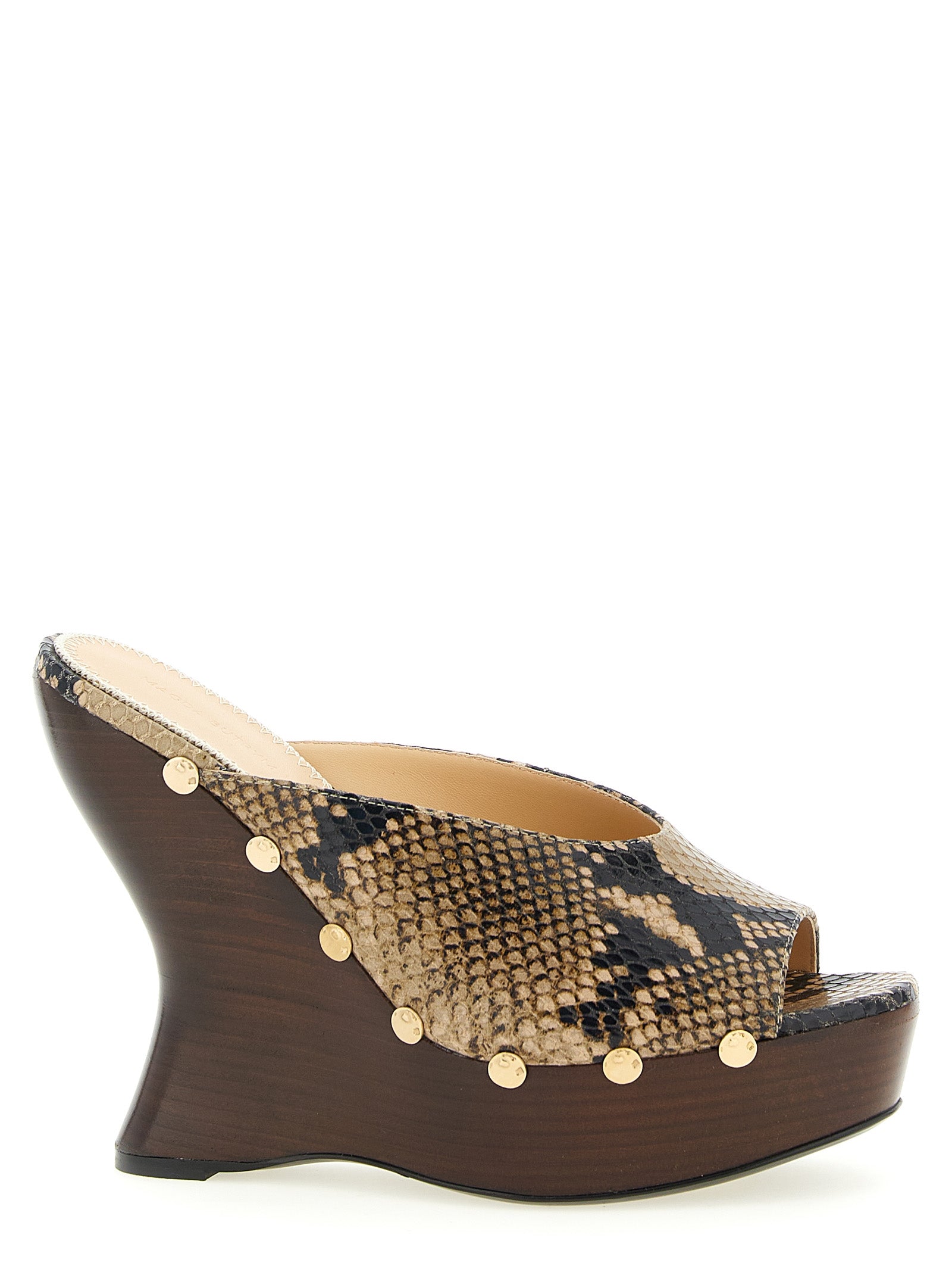 Magda Butrym Brown CLeather Python Print Wedge Sandals
