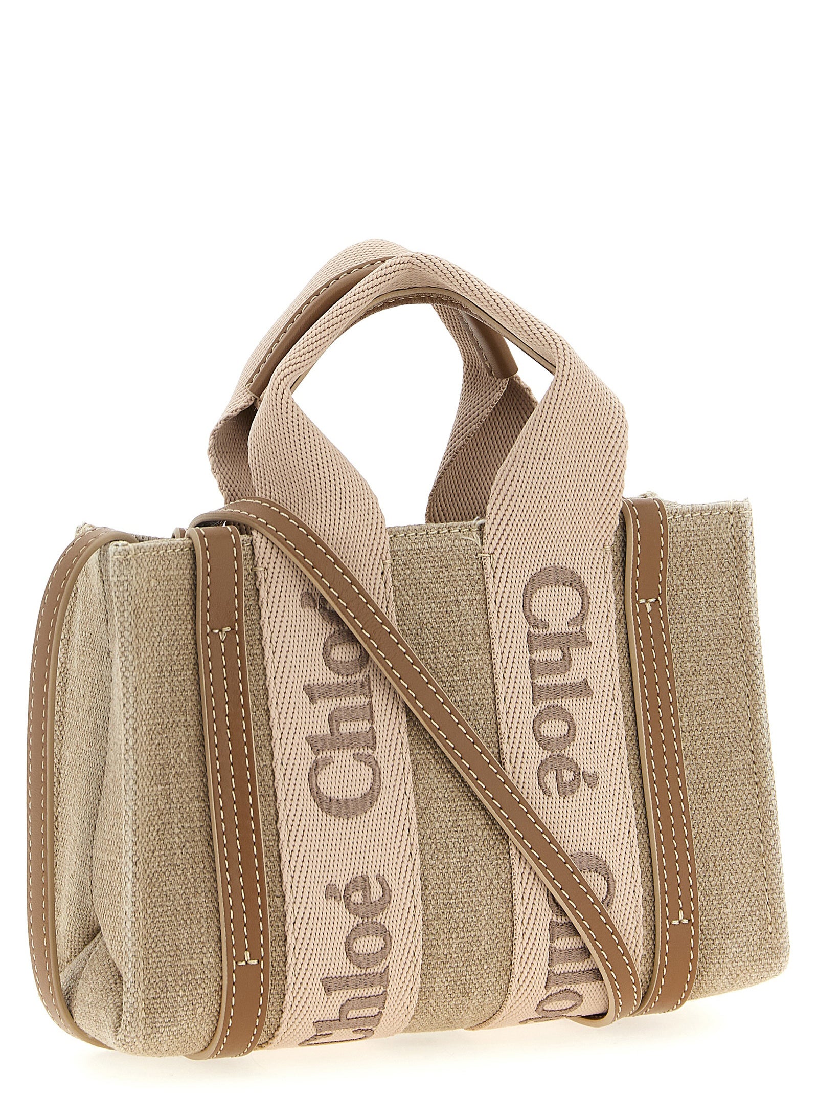 Chloé Woody Mini Handbag in Multicolor Linen