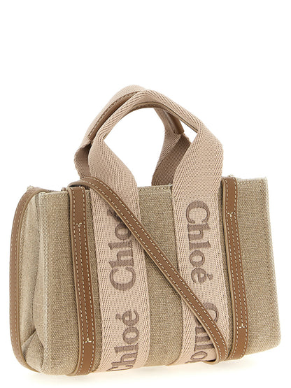Chloé Woody Mini Handbag in Multicolor Linen