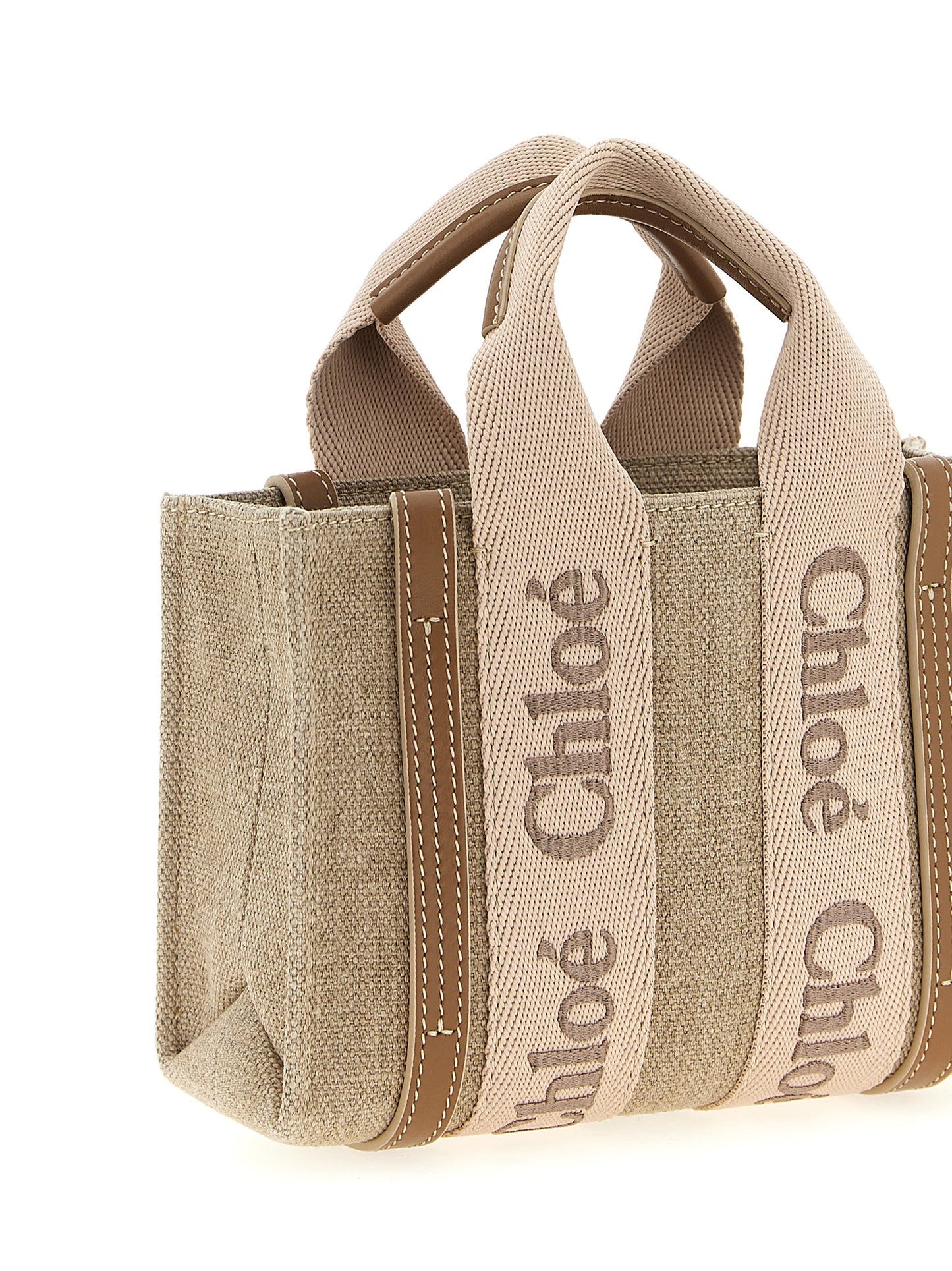 Chloé Woody Mini Handbag in Multicolor Linen